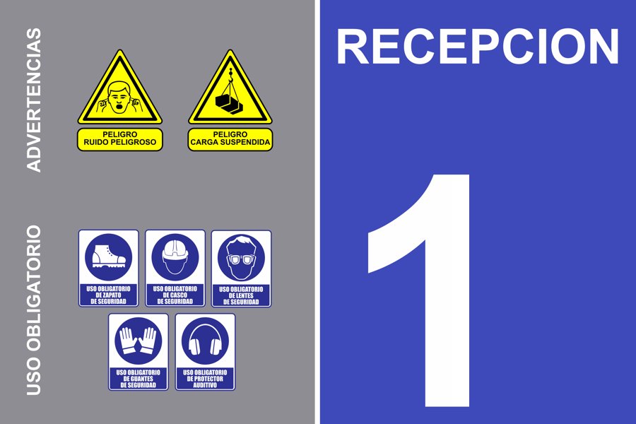 Area identification sign with safety warnings