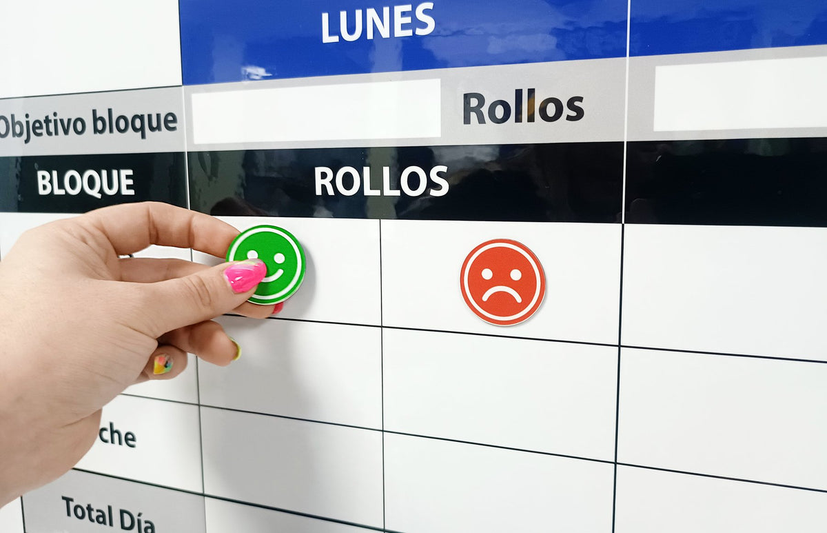 Magnetic status markers on a visual management board
