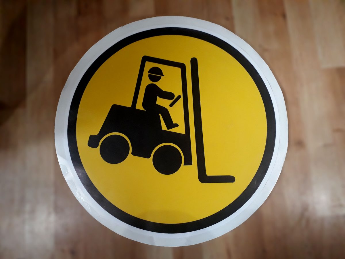 Forklift floor sign
