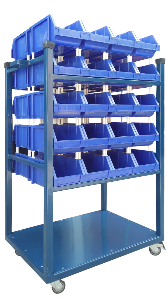 Organizer cart with labeled bins
