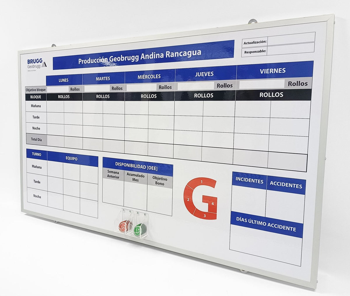 Magnetic production board with magnetic markers