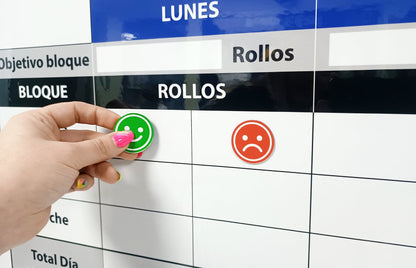 Magnetic status markers on a visual management board